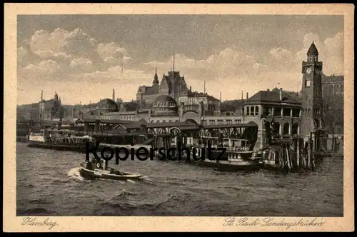 ALTE POSTKARTE HAMBURG ST. PAULI LANDUNGSBRÜCKEN SCHIFF SCHIFFE ship AK cpa Ansichtskarte postcard