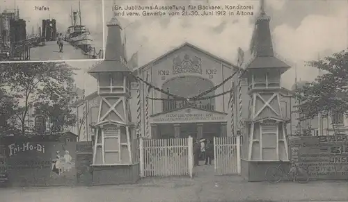 ALTE POSTKARTE HAMBURG ALTONA AUSSTELLUNG FÜR BÄCKEREI 1912 Hafen Margarine Fri-Ho-Di Dissen bakery pastry exhibition