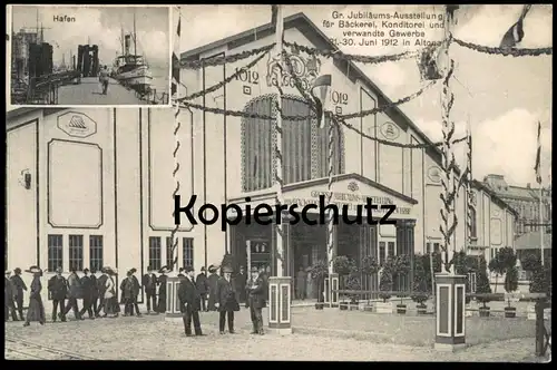ALTE POSTKARTE HAMBURG ALTONA AUSSTELLUNG FÜR BÄCKEREI KONDITOREI UND VERWANDTES GEWERBE 1912 Hafen bakery exhibition