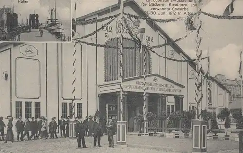 ALTE POSTKARTE HAMBURG ALTONA AUSSTELLUNG FÜR BÄCKEREI KONDITOREI UND VERWANDTES GEWERBE 1912 Hafen bakery exhibition