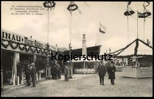 ALTE POSTKARTE HAMBURG ALTONA AUSSTELLUNG FÜR BÄCKEREI KONDITOREI 1912 CARDINAL CIGARETTEN bakery pastry exhibition cpa