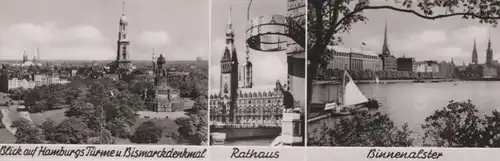 ÄLTERE POSTKARTE GRUSS AUS HAMBURG BLICK AUF HAMBURGS TÜRME BINNENALSTER MÖNCKEBERGSTRASSE AK Ansichtskarte postcard cpa