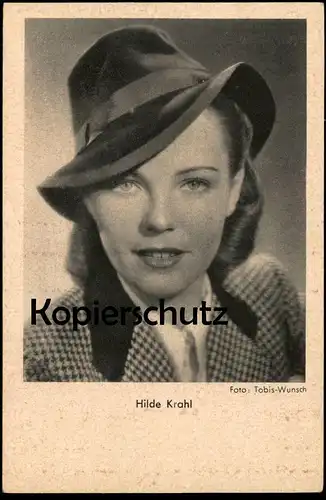 ALTE POSTKARTE HILDE KRAHL MIT HUT SCHAUSPIELERIN hat chapeau Kino Film Herz modern möbliert Ansichtskarte postcard cpa