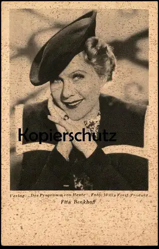 ALTE POSTKARTE FITA BENKHOFF MIT HUT SCHAUSPIELERIN Kino Film hat chapeau actor actress Ansichtskarte postcard cpa AK