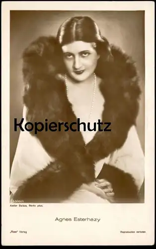 ALTE POSTKARTE AGNES ESTERHAZY SCHAUSPIELERIN Kino Film Pelz actor actress Berlin Ansichtskarte postcard cpa AK
