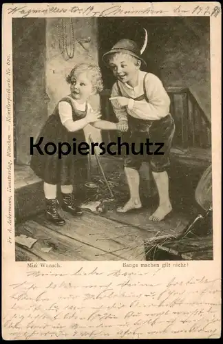 ALTE POSTKARTE MIZI WUNSCH BANGE MACHEN GILT NICHT Kind Mädchen Junge Kinder Angst fear Ansichtskarte postcard cpa AK
