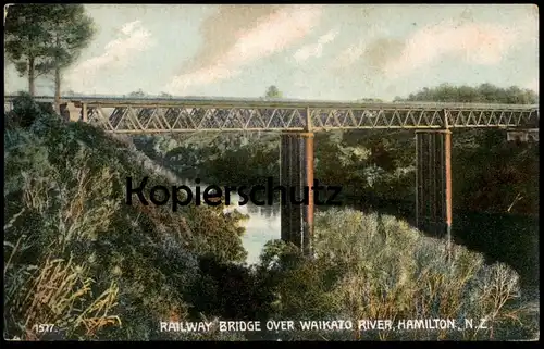 ALTE POSTKARTE HAMILTON NEW ZEALAND RAILWAY BRIDGE OVER WAIKATO RIVER Neuseeland Ansichtskarte AK cpa postcard