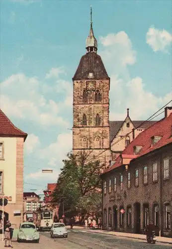 ÄLTERE POSTKARTE OSNABRÜCK AN DER JOHANNISKIRCHE Strassenbahn tram tramway Ansichtskarte postcard cpa AK