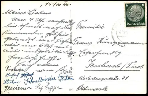 ALTE POSTKARTE PIRMASENS ZEPPELINBRÜCKE 1940 MIT BLICK AUF DIE OBERE STADT Brücke bridge pont Ansichtskarte postcard cpa