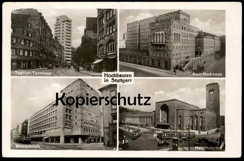 ALTE POSTKARTE HOCHBAUTEN IN STUTTGART ARCHITEKTUR BAHNHOF POST TAGBLATT architecture Ansichtskarte AK postcard cpa