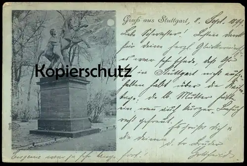 ALTE POSTKARTE GRUSS AUS STUTTGART 1899 ROSSEBÄNDIGER DENKMAL monument Pferd horse Ansichtskarte AK postcard cpa