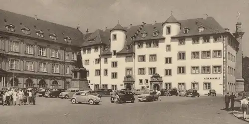 ALTE POSTKARTE STUTTGART ALTE KANZLEI SCHILLER-DENKMAL VW KÄFER monument Autos cars Ansichtskarte AK postcard cpa