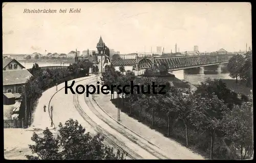 ALTE POSTKARTE RHEINBRÜCKEN BEI KEHL Rheinbrücken Brücken Brücke bridge pont Ansichtskarte postcard cpa AK