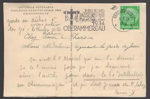 ALTE POSTKARTE PASSIONSSPIELE 1934 OBERAMMERGAU SALBUNG JESUS Theater Ansichtskarte postcard cpa AK