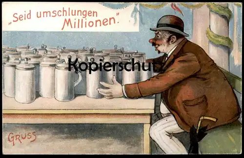 ALTE POSTKARTE LÖWENBRÄU MÜNCHEN VERM. OKTOBERFEST SEID UMSCHLUNGEN MILLIONEN alcohol beer Bier Ansichtskarte postcard