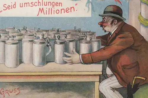 ALTE POSTKARTE LÖWENBRÄU MÜNCHEN VERM. OKTOBERFEST SEID UMSCHLUNGEN MILLIONEN alcohol beer Bier Ansichtskarte postcard