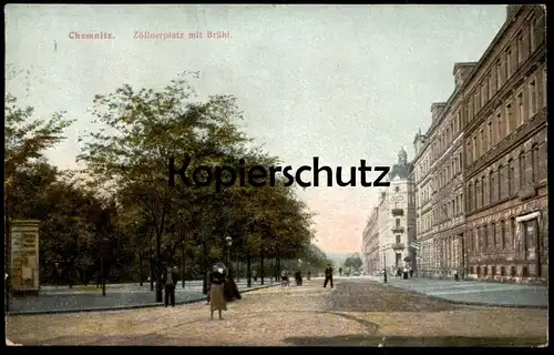 ALTE POSTKARTE CHEMNITZ ZÖLLNERPLATZ MIT BRÜHL Litfasssäule cpa AK Ansichtskarte postcard