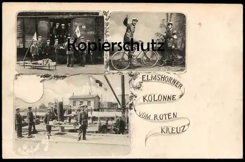 ALTE POSTKARTE ELMSHORNER KOLONNE ROTES KREUZ ELMSHORN RAD Red cross bike bicycle croix rouge AK Ansichtskarte postcard