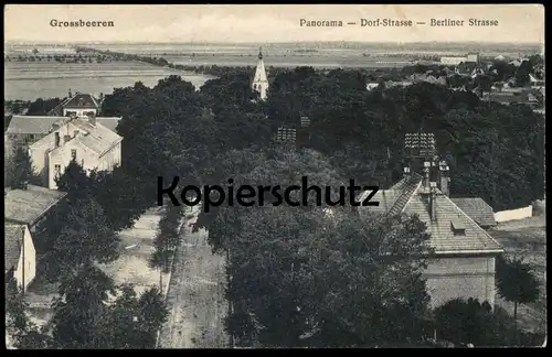 ALTE POSTKARTE GROSSBEEREN PANORAMA DORF-STRASSE BERLINER STRASSE Dorfstrasse cpa AK Ansichtskarte postcard