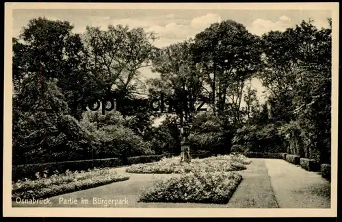ALTE POSTKARTE OSNABRÜCK PARTIE IM BÜRGERPARK 1942 Blumenbeet Park parc cpa AK Ansichtskarte postcard
