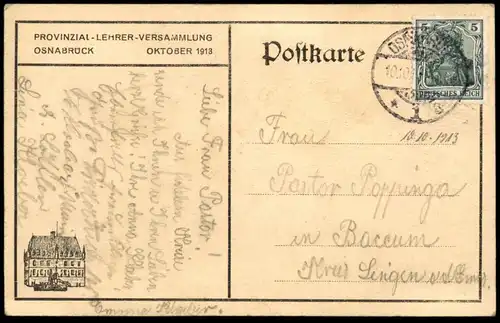 ALTE POSTKARTE PROVINZIAL-LEHRER-VERSAMMLUNG OSNABRÜCK OKTOBER 1913 teacher meeting cpa AK Ansichtskarte postcard