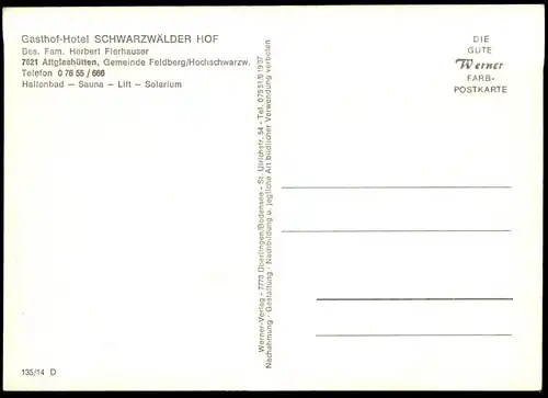 ÄLTERE POSTKARTE ALTGLASHÜTTEN GASTHOF-HOTEL SCHWARZWÄLDER HOF FAMILIE FIERHAUSER Ford postcard Ansichtskarte Lavendel ?