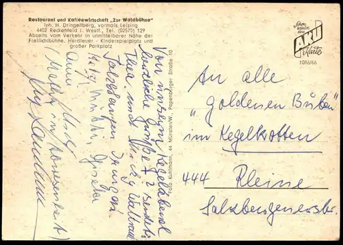 ÄLTERE POSTKARTE GREVEN RECKENFELD RESTAURANT UND KAFFEEWIRTSCHAFT ZUR WALDBÜHNE Ansichtskarte cpa AK postcard