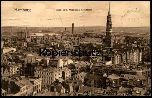 ALTE POSTKARTE HAMBURG BLICK VOM MICHAELIS KIRCHTURM Michaeliskirche Ansichtskarte cpa AK postcard