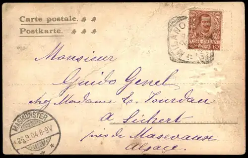 ALTE POSTKARTE 15 SETTEMBRE 1904 OMAGGIO AL LIETO EVENTO CORONA D'ITALIA EMAN III ELENA cpa postcard AK Ansichtskarte