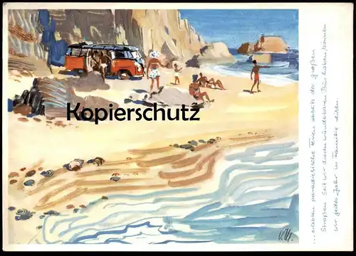 ALTE POSTKARTE VOLKSWAGEN VICTOR MUNDORFF WERBUNG VW BUS STRAND Auto car beach plage cpa AK Ansichtskarte postcard