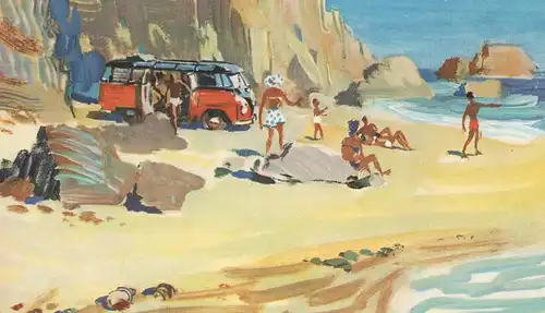 ALTE POSTKARTE VOLKSWAGEN VICTOR MUNDORFF WERBUNG VW BUS STRAND Auto car beach plage cpa AK Ansichtskarte postcard