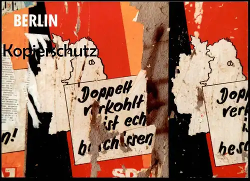 ÄLTERE POSTKARTE BERLINER MAUER THE WALL LE MUR BERLIN DOPPELT VERKOHLT KOHL SPD WERBUNG Art Ansichtskarte cpa postcard