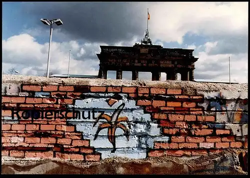 ÄLTERE POSTKARTE BERLIN 1990 BRANDENBURGER TOR BERLINER MAUER THE WALL LE MUR Art cpa AK postcard Ansichtskarte