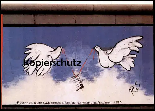 ÄLTERE POSTKARTE BERLINER MAUER ROSEMARIE SCHINZLER OHNE TITEL THE WALL LE MUR ART BERLIN  FRIEDENSTAUBE TAUBE postcard