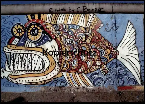 ÄLTERE POSTKARTE BERLINER MAUERBILDER GRAFFITI VON CHRISTOPHE BOUCHET BERLINER MAUER THE WALL LE MUR BERLIN Art cpa AK