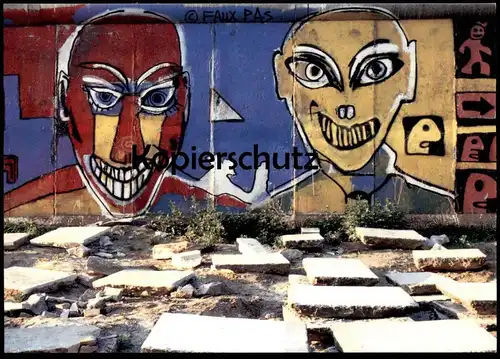 ÄLTERE POSTKARTE BERLINER MAUERBILDER GRAFFITI VON FAUX PAS BERLINER MAUER THE WALL LE MUR BERLIN Art cpa AK postcard