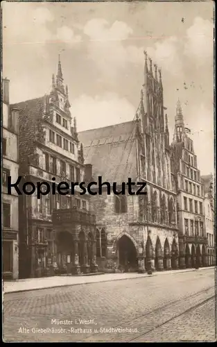 ALTE POSTKARTE MÜNSTER I. WESTF. ALTE GIEBELHÄUSER RATHAUS UND STADTWEINHAUS Ansichtskarte cpa postcard AK