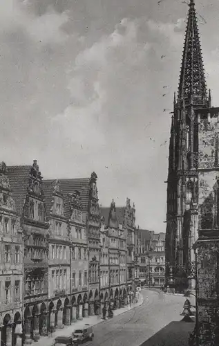 ALTE POSTKARTE MÜNSTER WESTFALEN 1941 BLICK AUF LAMBERTIKIRCHE UND BOGENHÄUSER Ansichtskarte cpa postcard AK