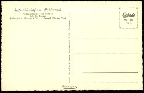 ÄLTERE POSTKARTE SUDMÜHLE BEI MÜNSTER I. W. SUDMÜHLENHOF AM HERDFEUER Bauernhaus Ansichtskarte cpa postcard AK