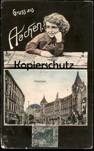 ALTE POSTKARTE GRUSS AUS AACHEN HAUPTPOST Post Aix-la-chapelle Mädchen Kind enfant child girl cpa postcard Ansichtskarte