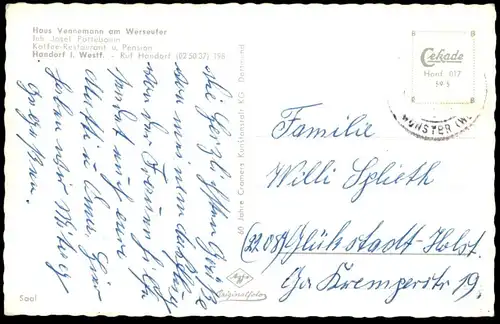 ÄLTERE POSTKARTE HAUS VENNEMANN AM WERSEUFER Münster Ansichtskarte postcard cpa AK