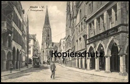 ALTE POSTKARTE MÜNSTER I. W. PRINZIPALMARKT HOTEL RESTAURANT ZUR ALTEN BÖRSE tram tramway Ansichtskarte postcard cpa AK