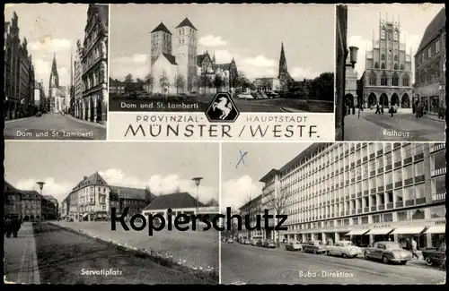 ÄLTERE POSTKARTE PROVINZIAL HAUPTSTADT MÜNSTER WESTF. BUBA-DIREKTION DOM SERVATIIPLATZ Ansichtskarte postcard cpa AK