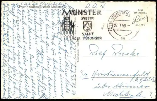 ÄLTERE POSTKARTE PROVINZIAL HAUPTSTADT MÜNSTER WESTF. BUBA-DIREKTION DOM SERVATIIPLATZ Ansichtskarte postcard cpa AK