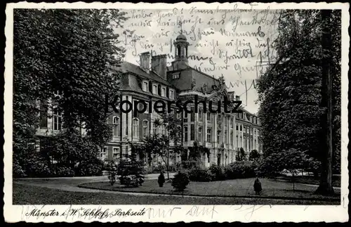 ALTE POSTKARTE MÜNSTER I. W. SCHLOSS PARKSEITE Park Garten castle chateau Ansichtskarte postcard cpa AK