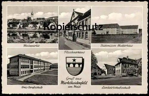 ÄLTERE POSTKARTE GRUSS AUS MARKTHEIDENFELD AM MAIN KREIS-BERUFSSCHULE FLASCHNERHAUS LANDWIRTSCHAFTSSCHULE Ansichtskarte