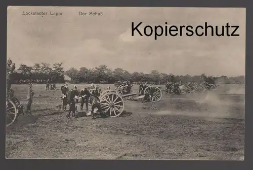 ALTE POSTKARTE LOCKSTEDTER LAGER DER SCHUSS Kanone canon Soldaten Soldat Uniform nach Wasbek Ansichtskarte postcard cpa