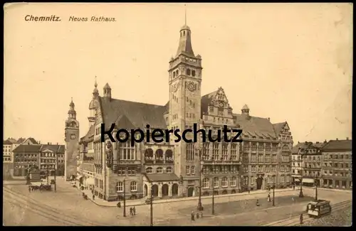 ALTE POSTKARTE CHEMNITZ NEUES RATHAUS 1942 Strassenbahn tram tramway AK Ansichtskarte postcard cpa