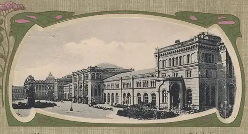 ALTE JUGENDSTIL PASSEPARTOUT POSTKARTE HANNOVER BAHNHOF gare station AK Ansichtskarte postcard cpa