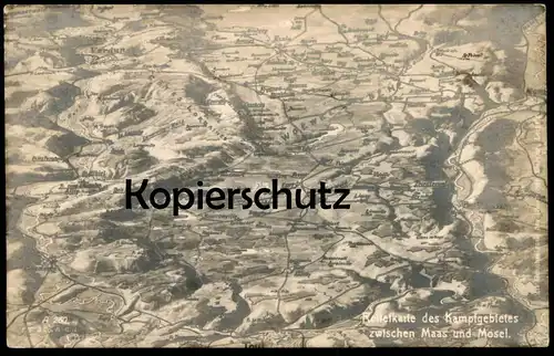 ALTE POSTKARTE RELIEFKARTE DES KAMPFGEBIETES ZWISCHEN MAAS UND MOSEL Map Etain St. Privat Verdun Ailly Liney cpa AK